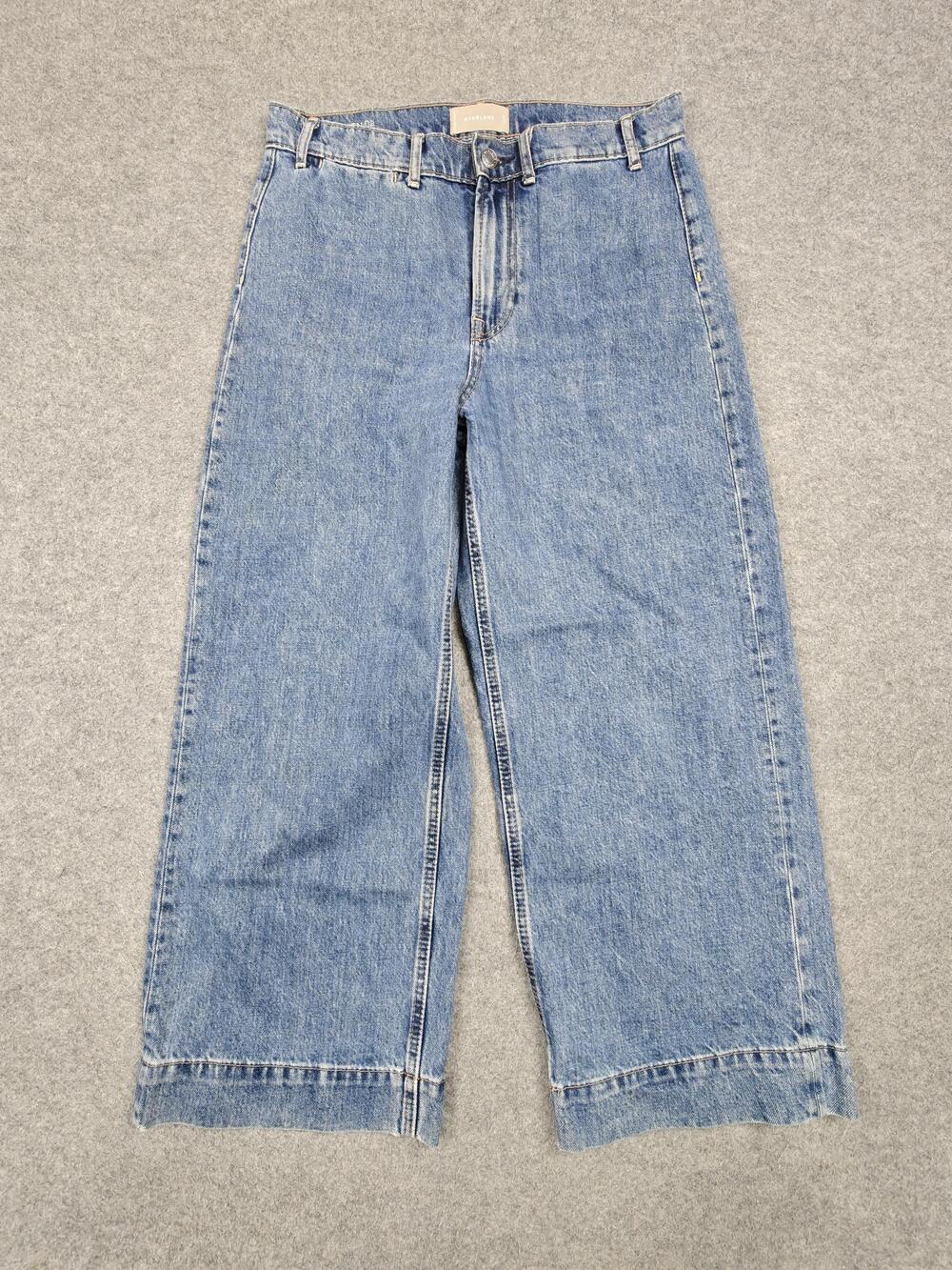 Everlane Jeans Womens 30 Blue Medium Wash Wide Leg Crop Relaxed 27.5 Inseam